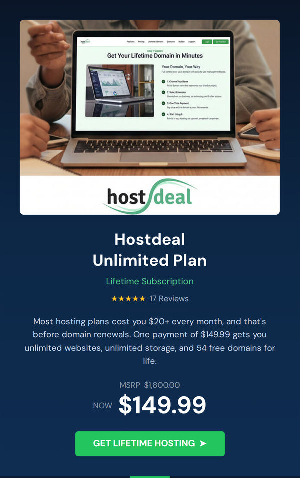 Hostdeal Unlimited Plan: Lifetime Subscription