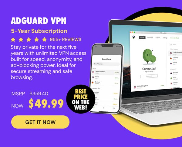AdGuard VPN: 5-Yr Subscription