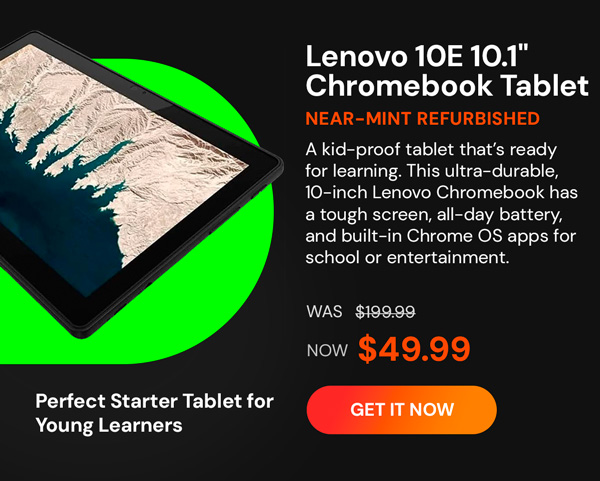 Lenovo 10E 10.1" Chromebook Tablet (2021) 2GHz MT8183 4GB RAM 32GB (Refurb)