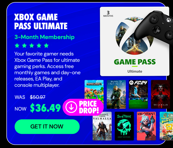 Xbox Game Pass Ultimate: 3-Month Membership - Stackable & Global - (Xbox Series X/S, Xbox One, Windows - Digital Code) - Final Sale