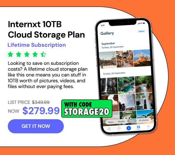 Internxt Cloud Storage Lifetime Subscription: 10TB Plan