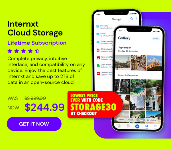 Internxt Cloud Storage Lifetime Subscription: 10TB Plan