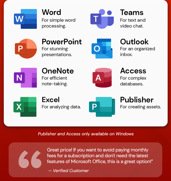 Microsoft Office 2021 for Windows or Mac: Lifetime License