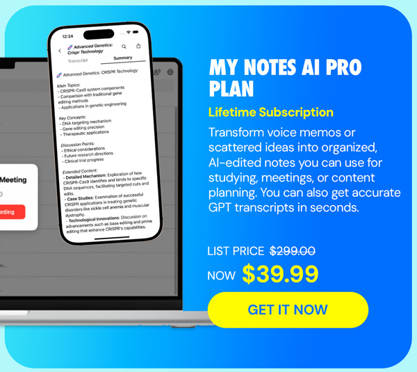 My Notes AI Pro Plan: Lifetime Subscription