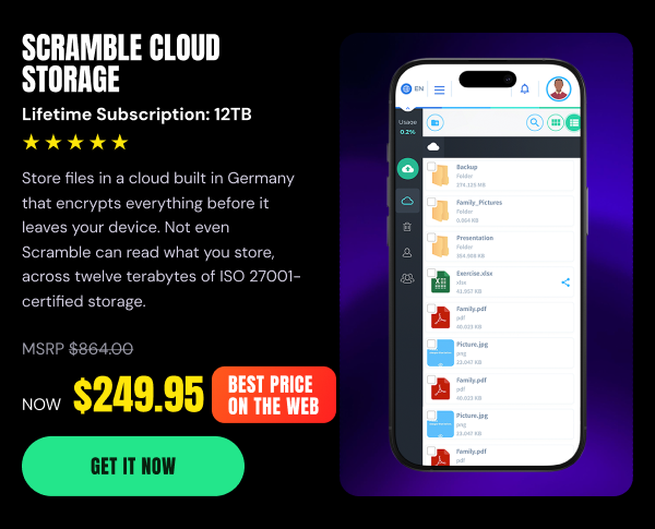 Scramble Cloud Storage Lifetime Subscription (12TB)