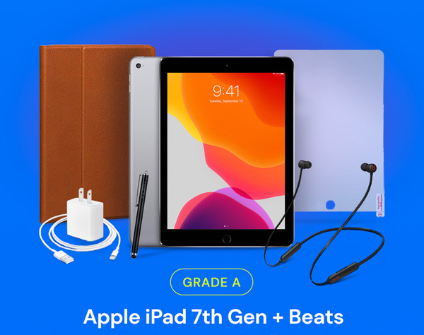 Apple iPad 7th Gen (2019) WiFi Only Bundle with Beats Flex Headphones (Refurbished)