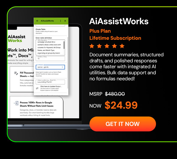 AiAssistWorks Plus Plan: Lifetime Subscription