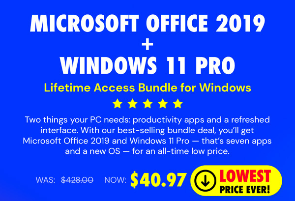 The All-in-One Microsoft Office Pro 2019 for Windows: Lifetime License + Windows 11 Pro Bundle