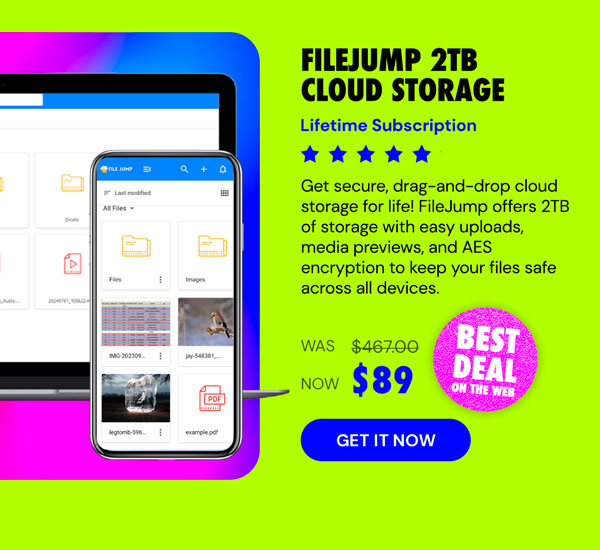 FileJump 2TB Cloud Storage: Lifetime Subscription