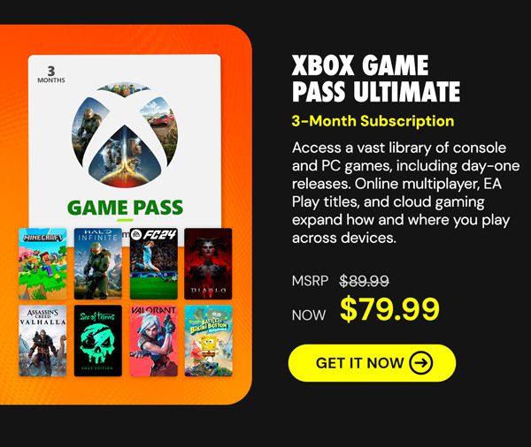 Xbox Game Pass Ultimate: 1-Month Subscription - USA - Digital Code - Stackable - Final Sale