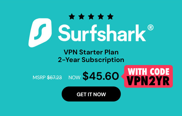 SurfShark VPN Starter Plan: 2-Yr Subscription