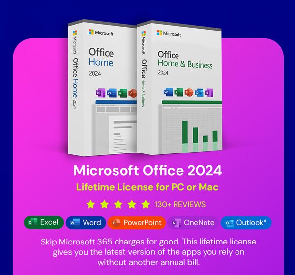 Microsoft Office 2024 Home or Home & Business for Mac or PC Lifetime License