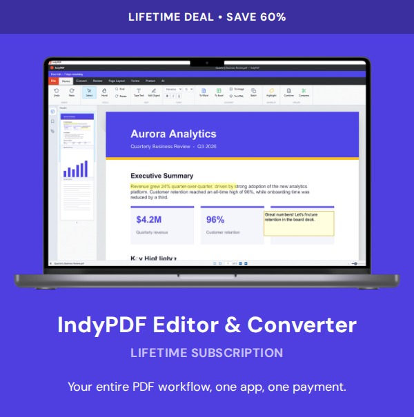 IndyPDF Editor & Converter: Lifetime Subscription