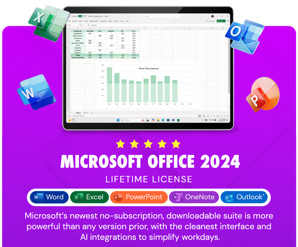 Microsoft Office 2024 Home & Business or Home for Mac or PC Lifetime License