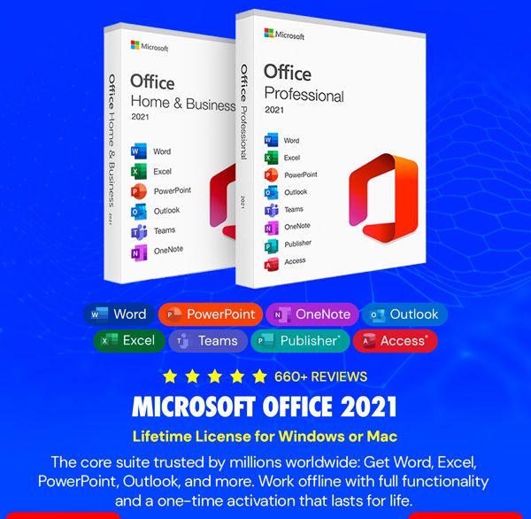 Microsoft Office 2021 for Windows or Mac: Lifetime License