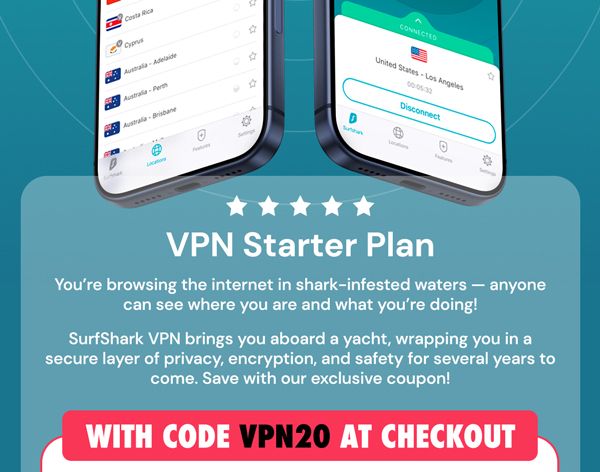 SurfShark VPN Starter Plan: 2-Yr Subscription