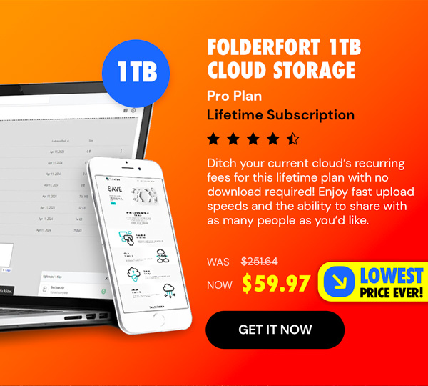 FolderFort 1TB Cloud Storage Pro Plan: Lifetime Subscription