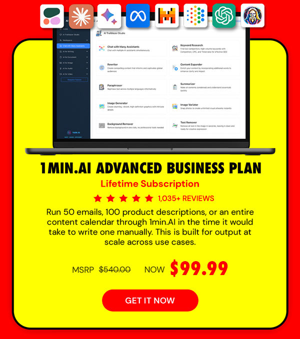 1minAI Advanced Business Plan Lifetime Subscription