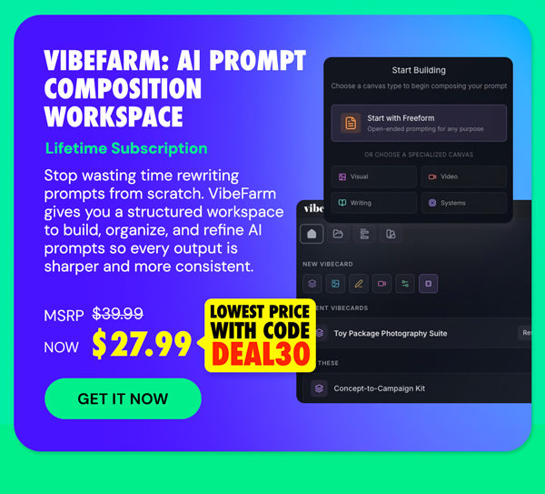 VibeFarm - AI Prompt Composition Workspace: Lifetime Subscription