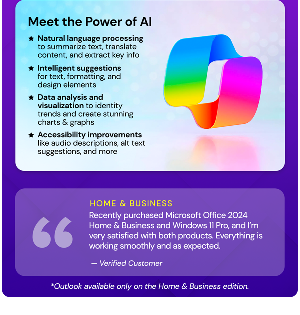 Microsoft Office 2024 Home & Business or Home for Mac or PC Lifetime License