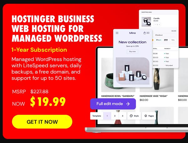 Hostinger Business Web Hosting for Managed WordPress