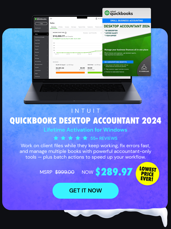 Intuit QuickBooks Desktop Accountant 2024 (1 User) for Windows: Lifetime Activation