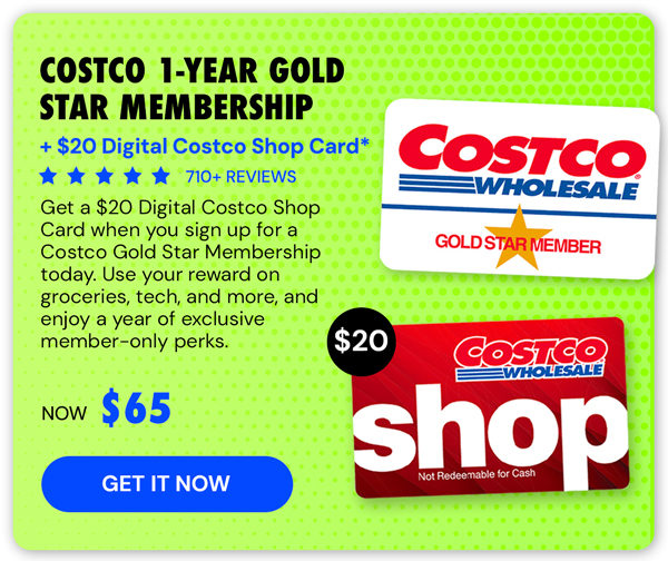 Costco 1-Year Gold Star Membership + $20 Digital Costco Shop Card