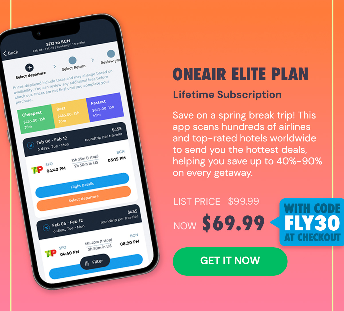 OneAir Elite Plan: Lifetime Subscription (Save Big on Flights, Hotels & More)