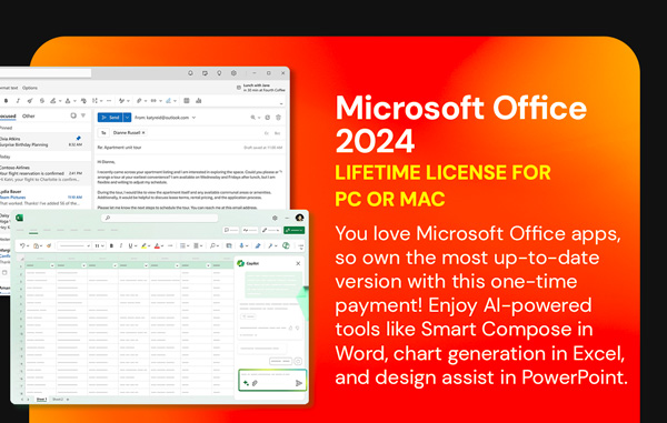 Microsoft Office 2024 for Mac or PC Lifetime License