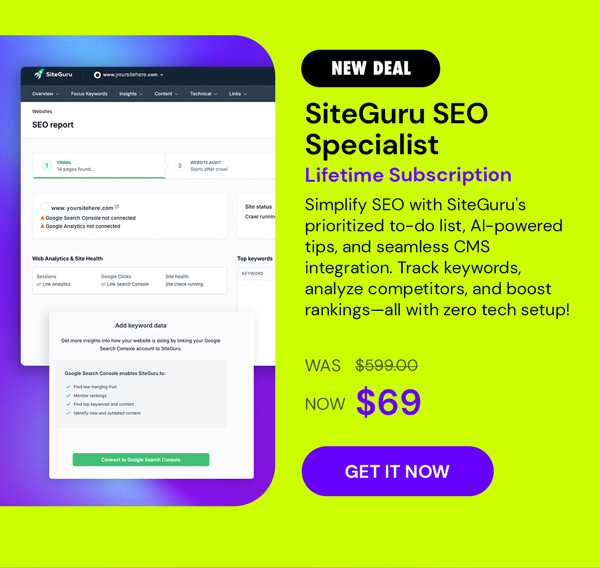 SiteGuru SEO Specialist: Lifetime Subscription