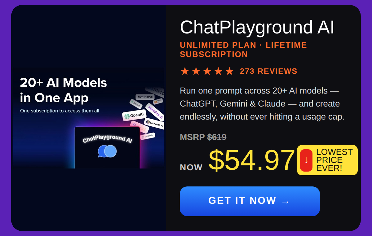ChatPlayground AI: Lifetime Subscription (Unlimited Plan)