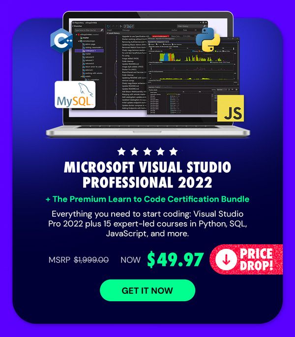Microsoft Visual Studio Professional 2022 + The Premium Learn to Code Certification Bundle
