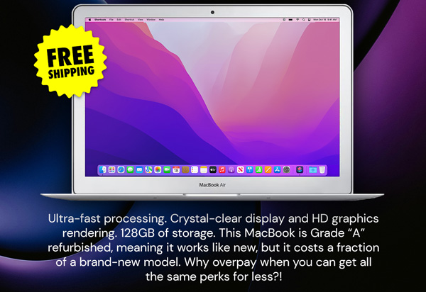 Apple MacBook Air 13.3" (2017) 1.8GHz i5 Core 8GB RAM 128GB - Silver (Refurbished)