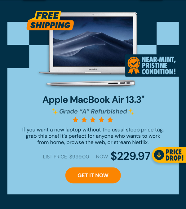 Apple MacBook Air 13.3" (2017) 1.8GHz i5 8GB RAM 128GB SSD Silver (Refurbished)