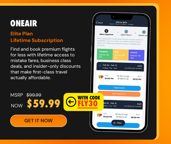 OneAir Elite Plan: Lifetime Subscription (Save Big on Flights, Hotels & More)