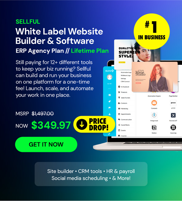 Sellful - White Label Website Builder & Software: ERP Agency Plan (Lifetime)