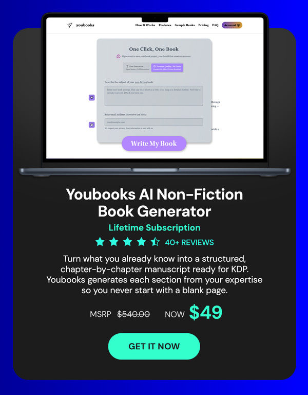 Youbooks AI Non-Fiction Book Generator: (Fan Plan) Lifetime Subscriptions