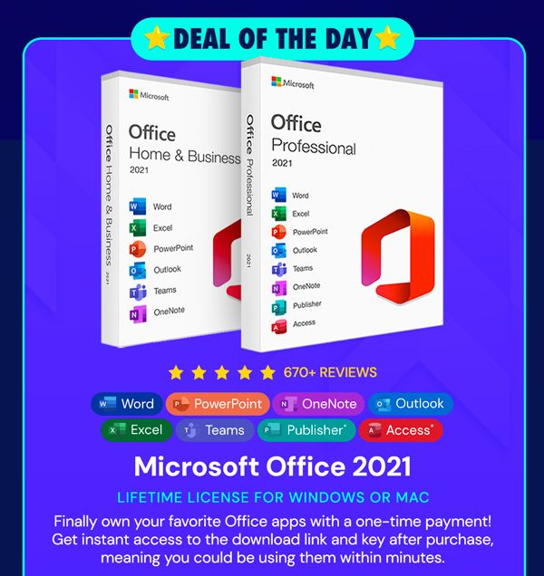 Microsoft Office 2021 for Windows or Mac: Lifetime License