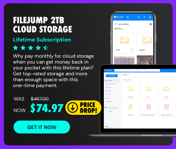 FileJump 2TB Cloud Storage: Lifetime Subscription