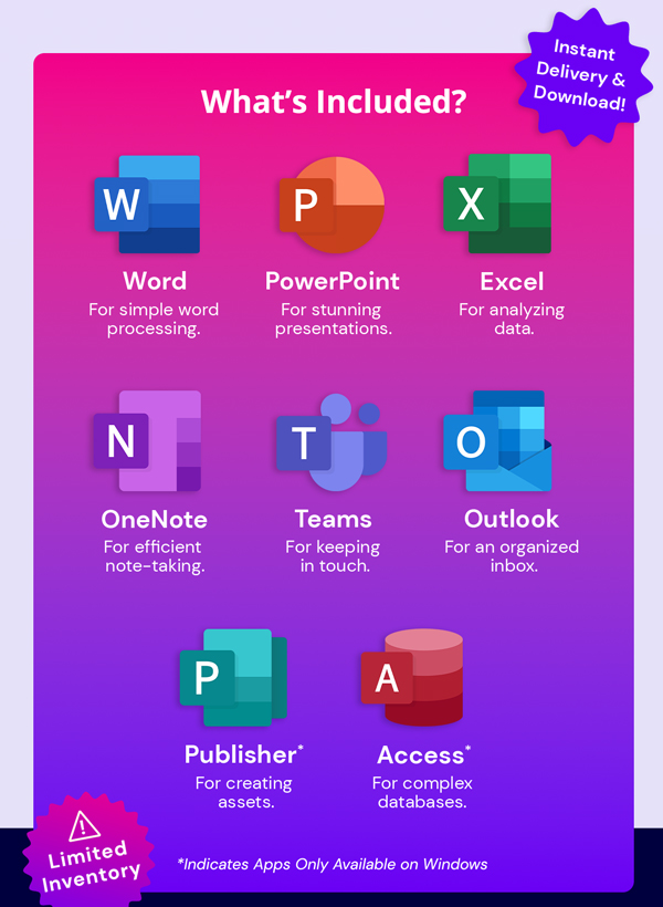 Microsoft Office 2019 for Windows or Mac | Lifetime License