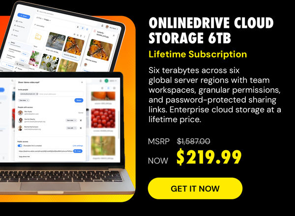 OnlineDrive Cloud Storage: Lifetime Subscription (Enterprise Plan/6TB)