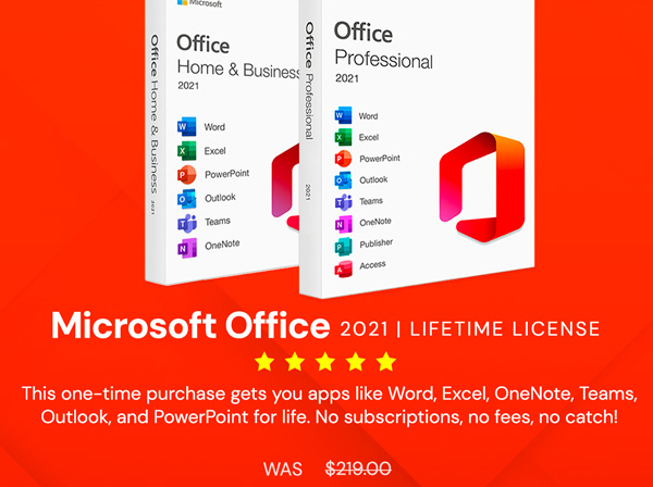 Microsoft Office 2021 for Windows or Mac: Lifetime License