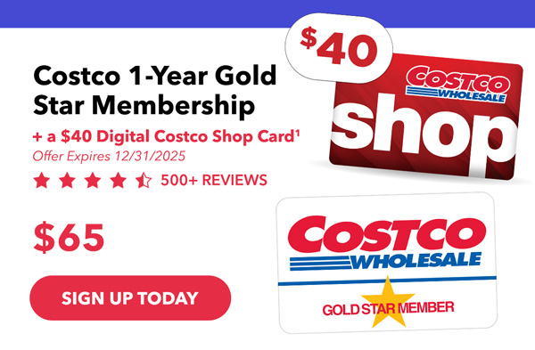 Costco 1-Year Gold Star Membership + $40 Digital Costco Shop Card