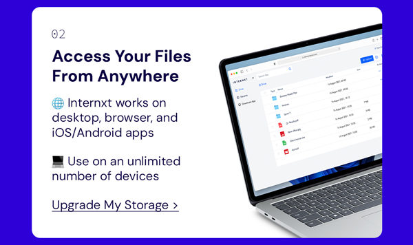 Internxt Cloud Storage Lifetime Subscription: 2TB to 100TB Plans