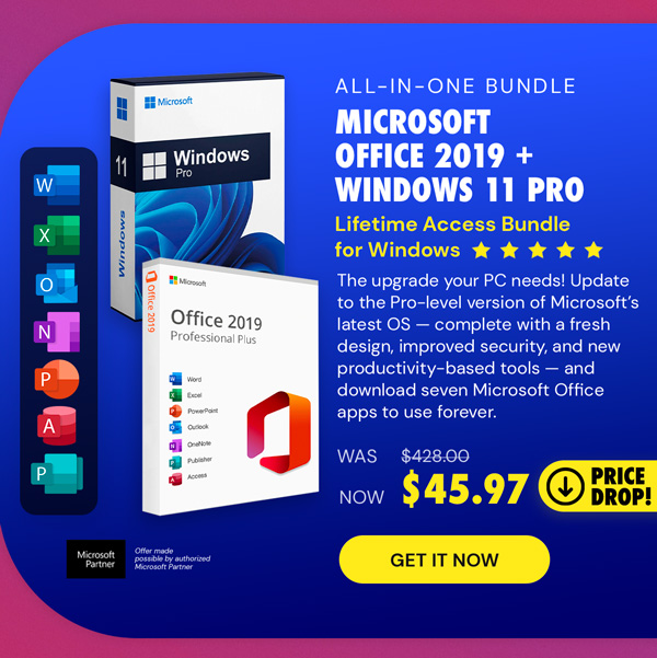 The All-in-One Microsoft Office Pro 2019 for Windows: Lifetime License + Windows 11 Pro Bundle