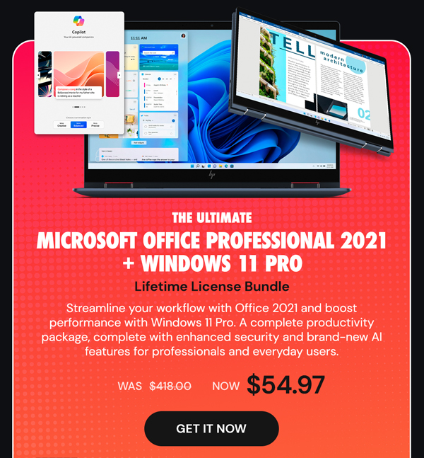 The Ultimate Microsoft Office Professional 2021 for Windows: Lifetime License + Windows 11 Pro Bundle