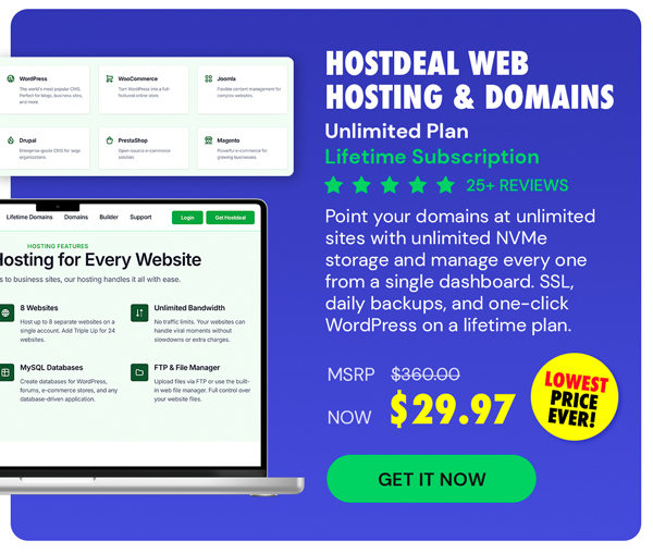 Hostdeal Web Hosting & Domains Lifetime Subscriptions