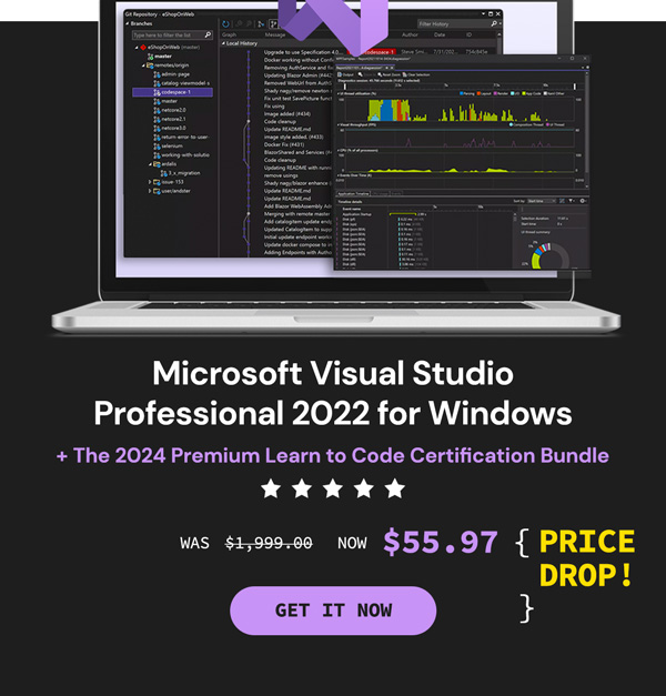 Microsoft Visual Studio Professional 2022 + The 2024 Premium Learn to Code Certification Bundle