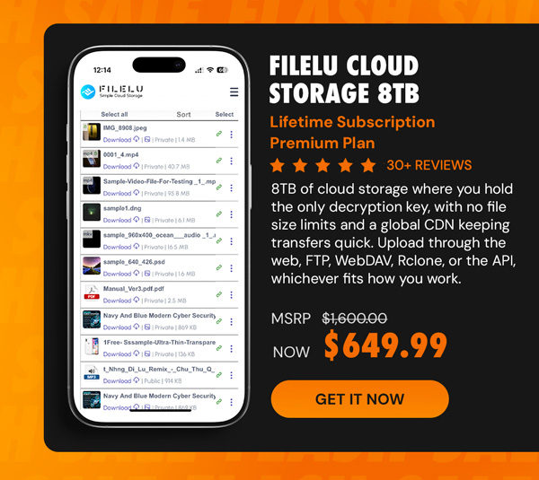 FileLu Cloud Storage Premium Plan: Lifetime Subscription (8TB)