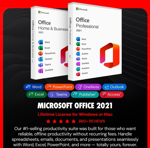 Microsoft Office 2021 for Windows or Mac: Lifetime License